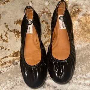 Lanvin Black Ballet Flats Patent Leather